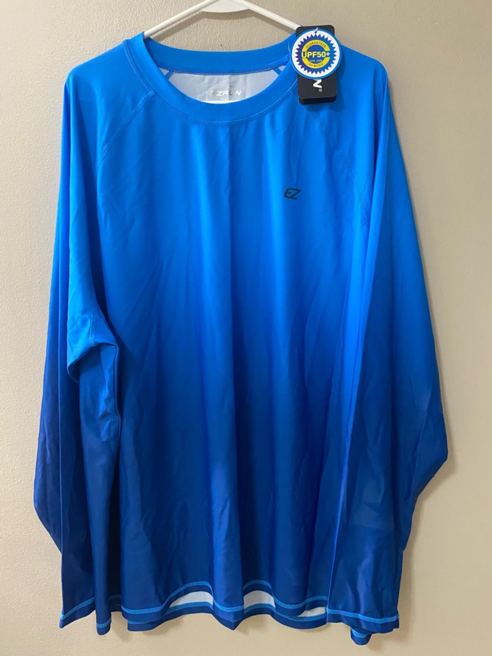 Ezrun mens 3xl performance shirt blue long sleeve upf 50+ gorpcore fitness nwt